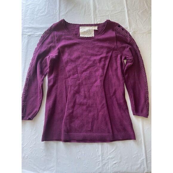 Angel of the Purple Laced Sleeve Sweater Cashmere Blend Women's‎ Top s - Picture 1 of 6